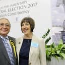 Wife Sandra helps John McNally celebrate his June 2017 victory. Pic: Michael Gillen