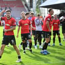 Ross MacIver celebrates Falkirk's 2-0 win against Dunfermline at East End Park in August (Photo: Michael Gillen)