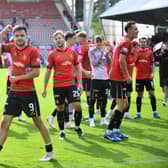 Ross MacIver celebrates Falkirk's 2-0 win against Dunfermline at East End Park in August (Photo: Michael Gillen)