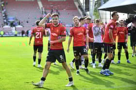 Ross MacIver celebrates Falkirk's 2-0 win against Dunfermline at East End Park in August (Photo: Michael Gillen)