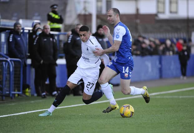 Jaze Kabia on the ball for the Bairns (Pictures by Alan Murray Photography)