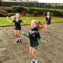Dancing friends Callie Weir (7), Ruby Taylor (9), Sophia Hunter (8) and Lola-Rose Connaghan (9) completed 100 skips a day in October to raise funds for charity.  (Pic: Alan Murray)