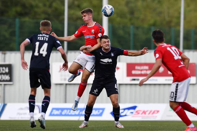 Matthew Wright in action for Montrose against Falkirk (Photo: Michael Gillen)