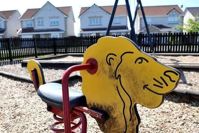 The couple were complaining of the black mould created by the 'angel's share' - seen here in the housing estate's playpark (Picture: Submitted)