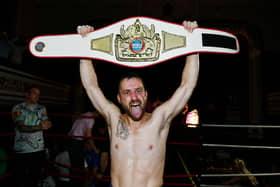 Kevin Traynor holds the WBU Lightweight European title belt aloft (Photo: Michael Gillen)