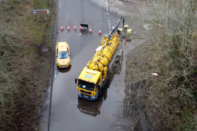 The flooding on the A883  (Pic: Michael Gillen)