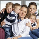 Lynsey Ritchie at home with her boys Odhran, Darragh, Brodie and Cailean.  Pic: Steve Welsh