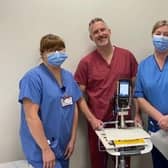 From left, Leanne Hamil (Urology Advanced Clinical Nurse Specialist), Mr Gavin Lamb (Consultant Urologist), Lynda Brown and Eva Cadenhead (Staff Nurses) in the urology department in Forth Valley Royal Hospital.