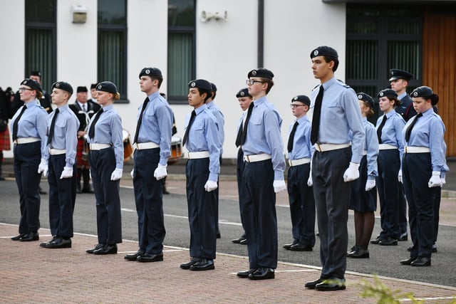 The air cadets prepare for the second part of their evening, the awards ceremony.