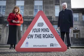 Scottish cabinet secretary for transport Fiona Hyslop and director of Road Safety Scotland Michael McDonnell launch the new safety campaign (Picture: Submitted)