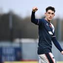 Falkirk ace Keelan Adams celebrates scoring for the Bairns (Photo: Michael Gillen)