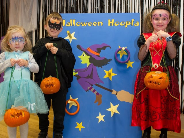 Abby MacLeod, Jack MacLeod and Mia Johnston enjoyed the Hallowe'en extravaganza in the Howgate in 2018.