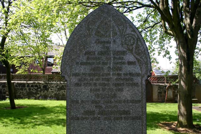 The Abercrombie family gravestone in the old Camelon Parish kirkyard which tells a particularly sad story.