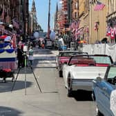 The vintage cars are part of the astronauts homecoming parade