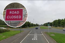 A road has been closed, following a crash between two vehicles in Grangemouth.