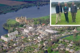 MSP Lorna Slater (inset with David Borthwick and Martin Gray from HES) has organised the meeting on Monday to discuss ways of mitigating run-off and pollution at Linlithgow Loch.