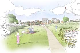 Artist's impression of the proposed residential area at Gilston Park by CALA Homes
