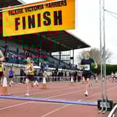 16-04-2023. Picture Michael Gillen. GRANGEMOUTH. Grangemouth Stadium. Organised by Falkirk Victoria Harriers. 2023 Grangemouth Round the Houses 10K Jim Dingwall Memorial. 55th Round the Houses. Race incorporates the Scottish Students 10k Road Championship; BMAF, British Masters 10k Road Championships 2023 and East District 10k Road Championship.