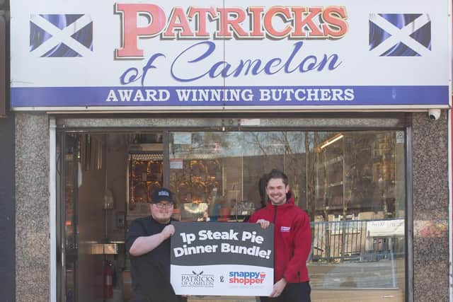 Patricks of Camelon is offering customers on the Snappy Shopper app the chance to buy a steak pie dinner for just 1p from a number of local retailers.