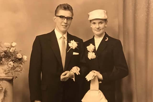 Isobel and John Watt, from Bo'ness, on their wedding day in 1957.