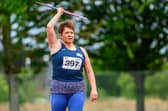 Falkirk Victoria Harriers ace Lorna Brown in action at the recent 4J Scottish Athletics Masters Championships – where she sealed four golds (Photo: Bobby Gavin/Scottish Athletics)