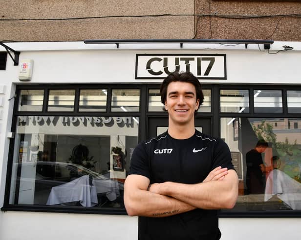 Camelon defender Lewis McArthur opened his barbers last week (Pictures: Michael Gillen)