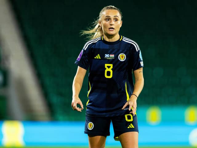 EDINBURGH , SCOTLAND - OCTOBER 29: Scotland's Sam Kerr during a UEFA Women's European Championship Qualifiers Play-off match between Scotland and Hungary at Easter Road, on October 29, 2024, in Edinburgh, Scotland. (Photo by Craig Foy / SNS Group)