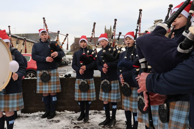 Larbert High School Pipe Band played at the event.