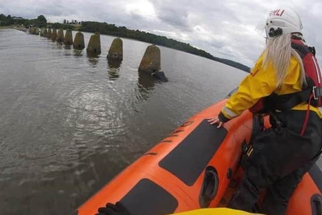 Man was found clinging to a pillar at the causeway. (Pic: Kinghorn RNLI)