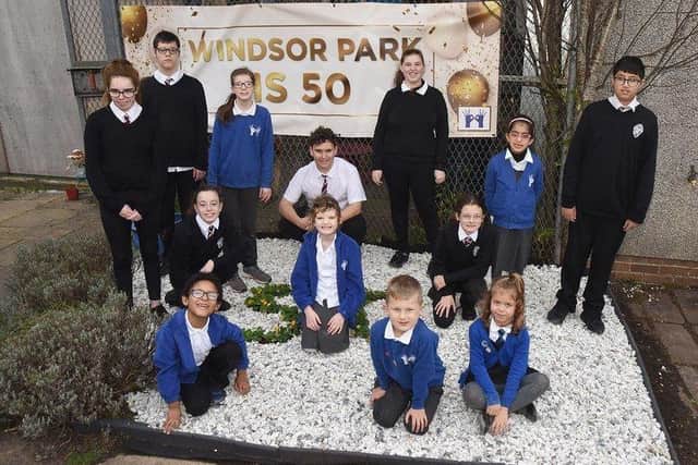 Windsor Park pupils celebrate 50th anniversary of the school opening - and their new uniform which incorporates the school's named signed