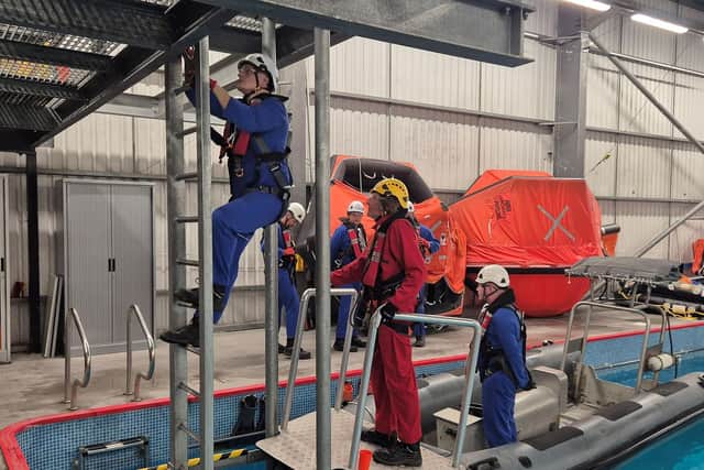 Learners on Wind Turbine (WTT) cross skill pilot completing GWO BST training