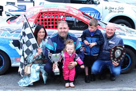 Bo’ness stock car star James Gray, pictured here after winning the Gordon Ross Memorial Trophy, has been reflecting on his strong 2023 season (Pictures: Cowdenbeath Racewall)