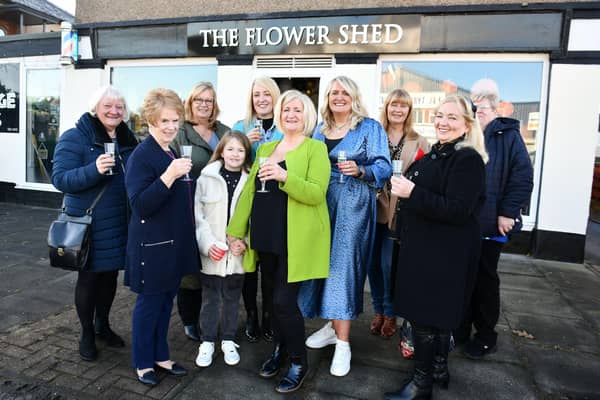 Allyson Lapere opens her new flower shop - The Flower Shed - in Newhouse Road, Grangemouth surrounded by family and friends
