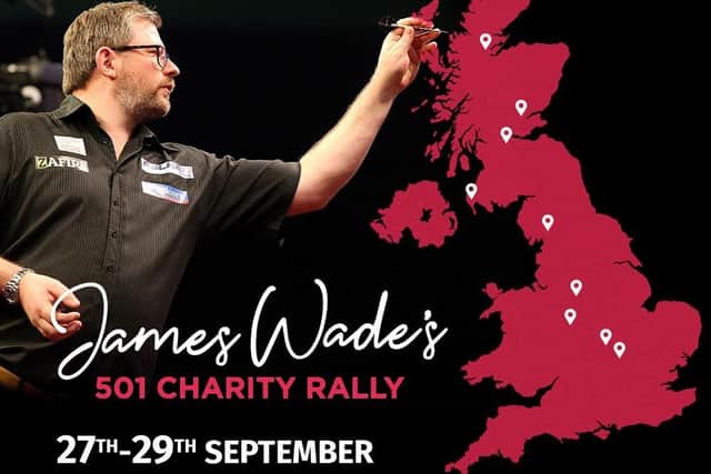 Darts player James Wade will be stopping in Bonnybridge during his charity rally challenge
