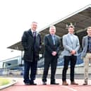 Representatives from Falkirk Council met with Colin Hutchison, Chief Executive of scottishathletics (centre), at Grangemouth Stadium on Monday for the official key handover.
