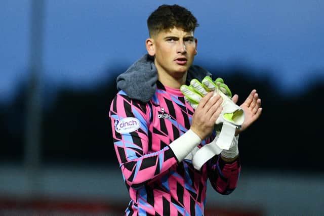 Goalkeeper Sam Long is on loan to Falkirk from Lincoln City for the season (Pic by Michael Gillen)