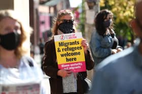 Demonstrators take part in a Refugees Welcome rally in Glasgow last year.