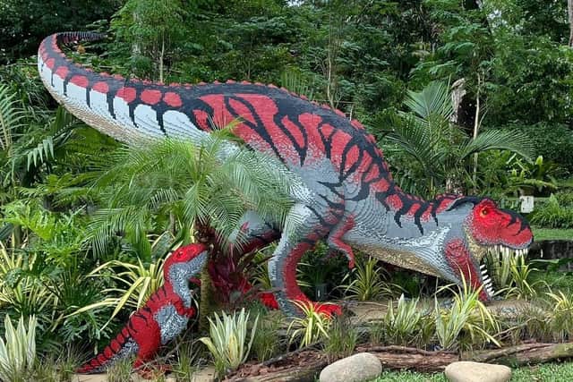 The dinosaurs have been create out of thousands of bricks. (Pic: contributed)