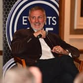 Simon Stainrod addressing fans at event at Inchyra Hotel and Spa on Saturday night (Pics by Michael Gillen)