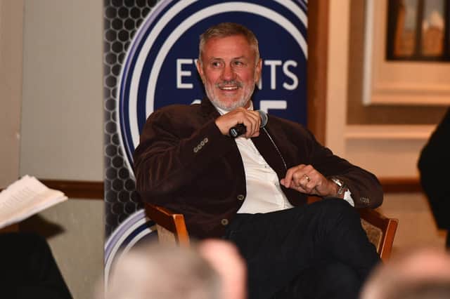 Simon Stainrod addressing fans at event at Inchyra Hotel and Spa on Saturday night (Pics by Michael Gillen)