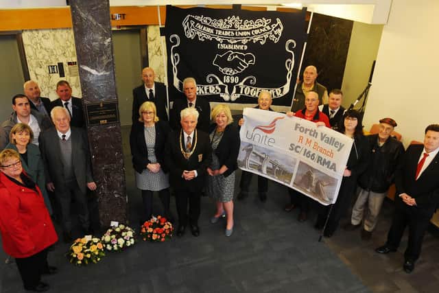 The last time people were able to join in a wreath laying ceremony in Falkirk for International Workers Memorial Day was in 2019