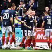 26-10-2024. Picture Michael Gillen. FALKIRK. Falkirk Stadium. Falkirk FC v Dunfermline Athletic FC. Season 2024 - 2025. SPFL William Hill Championship. Match Day 11.