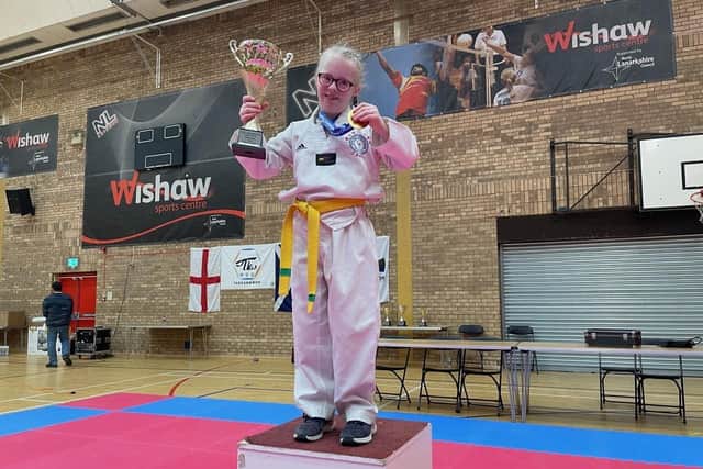 Caitlin Ross, 11, from Larbert, won gold as she competed as the club's first ever Para Poomsae competitor