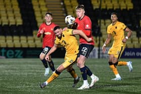 16-11-2024. Picture Michael Gillen. LIVINGSTON. Set Fare Arena. Livingston FC v Falkirk FC. Season 2024 - 2025. SPFL William Hill Championship. Match Day 14. Reece McAlear 6 and Luke Graham 22.