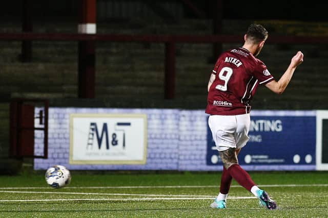 Matthew Aitken netted against Stranraer (Photo: Michael Gillen)