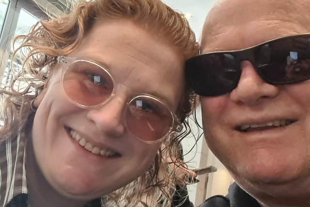 Falkirk-born Voyager guitarist Simone Dow with dad Richard before her trip from Down Under to Liverpool for Eurovision 2023
