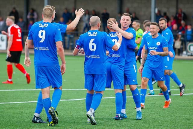 Bo’ness United kicked off the Scottish Lowland Football League campaign with a comfortable 3-0 win over Cumbernauld Colts at home on Saturday (Photos: Scott Louden)