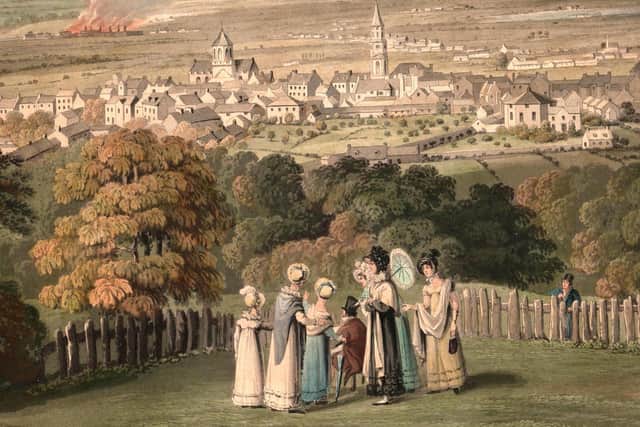 John Clark's beautiful coloured engraving of Falkirk in 1824.