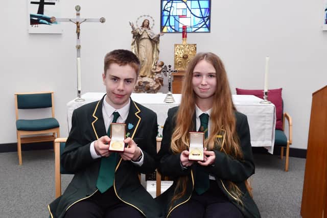 St Mungo's duxes Reece Scott and Caitlin Jamieson.  Pic: Michael Gillen.