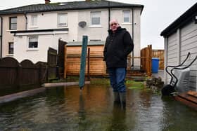 Moray Hurlbert and his flooded back garden - which has been like this for more than two decades. Pic: Michael Gillen